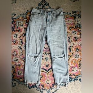 Abercrombie & Fitch Light Gray Distressed Mom Jeans